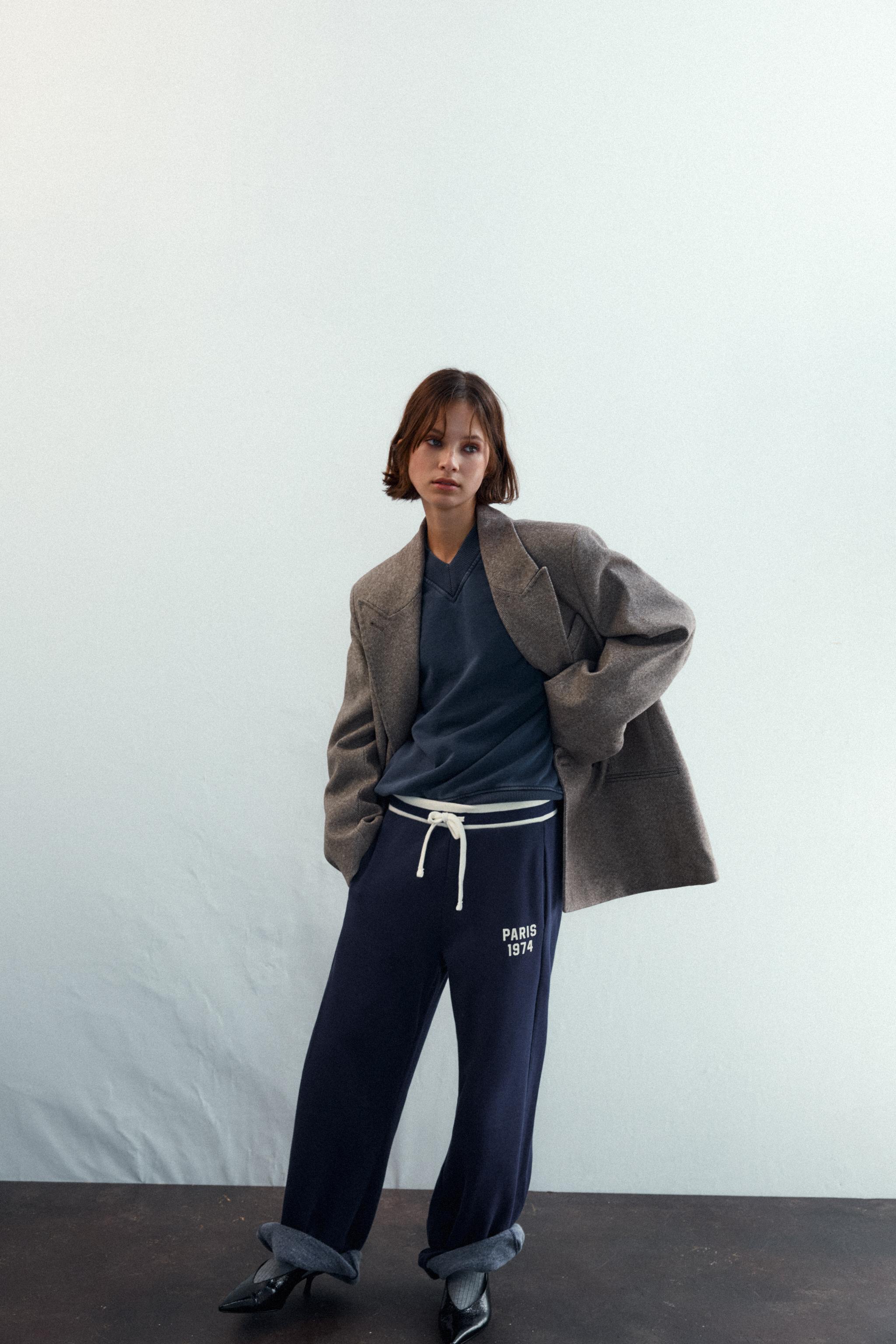 HERRINGBONE BLAZER WITH SHOULDER PADS